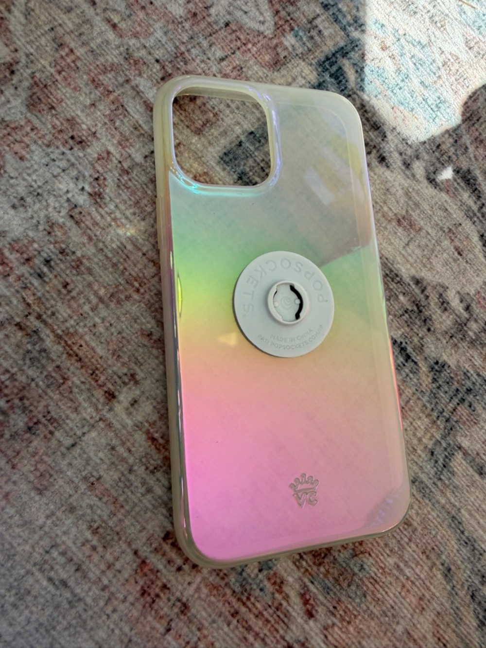 Velvet Caviar Iridescent iPhone 12 ProMax Case with White PopSocket Base only